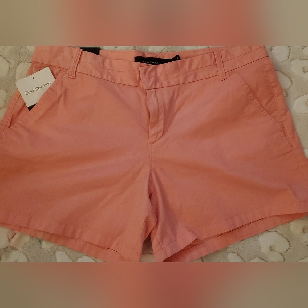 Calvin Klein Jeans Cotton Blend Shorts Flamingo Pink Women's Sz 14 NWT